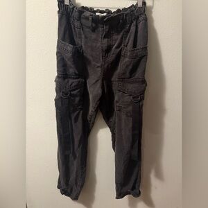 We The Free Hazel Pull-on Drop-waist Jeans- Washed Black Cargo